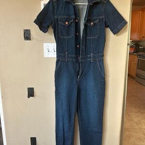 Gap Denim Short Sleeve Jumpsuit